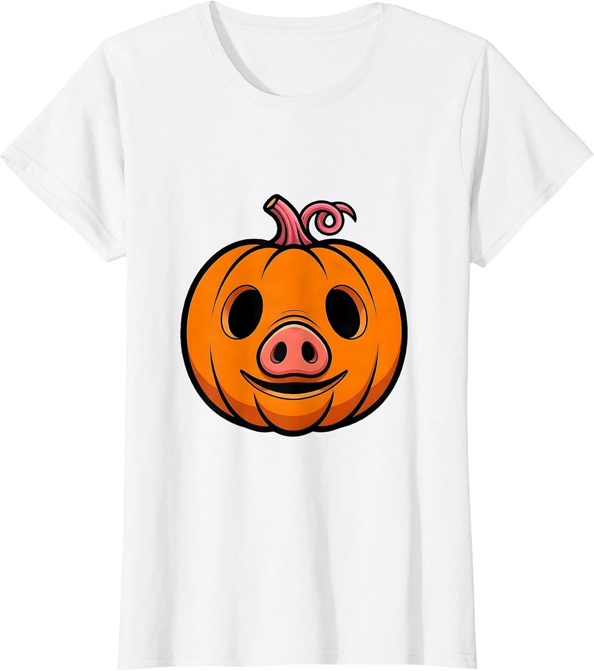 Pig Pumpkin Face Funny Halloween Costume Pig Lover T-Shirt - White