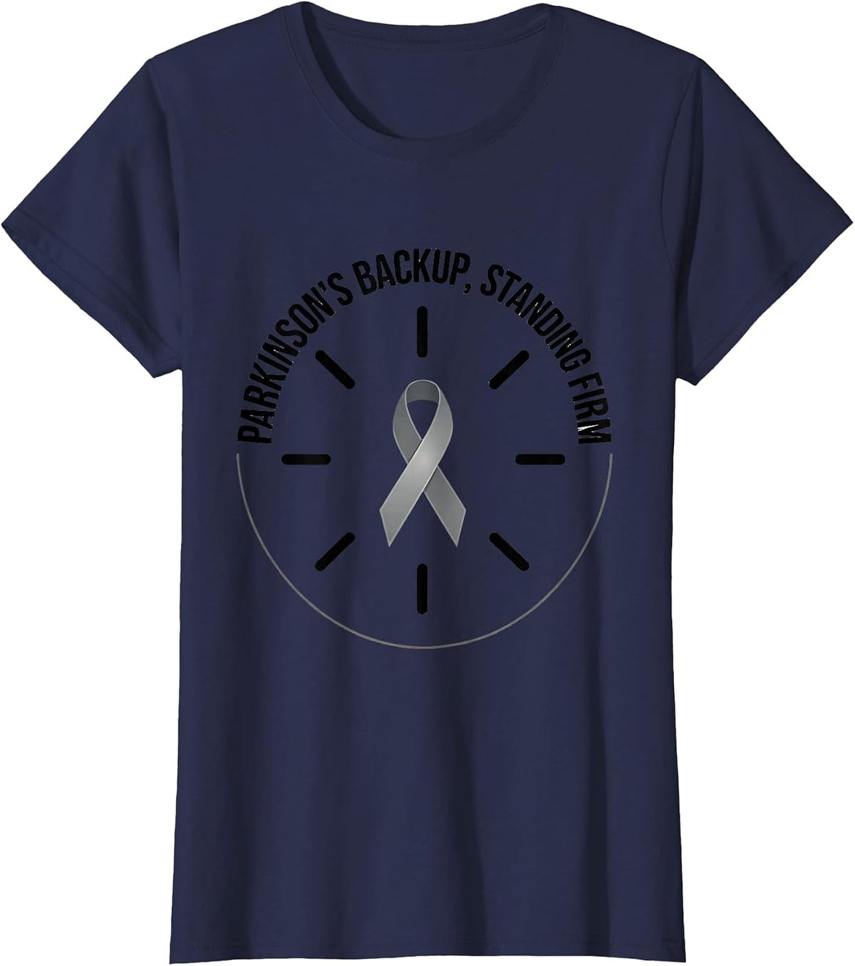 Women's Parkinson's Backup Standing Firm Defiant Humor Cause T-Shirt - Navy Blue