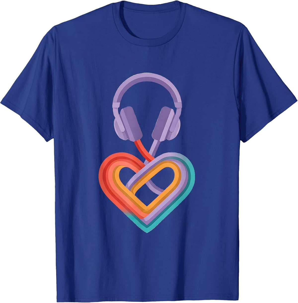 Men's Autism Awareness Headphone Heart Graphic T-Shirt - Royal Blue