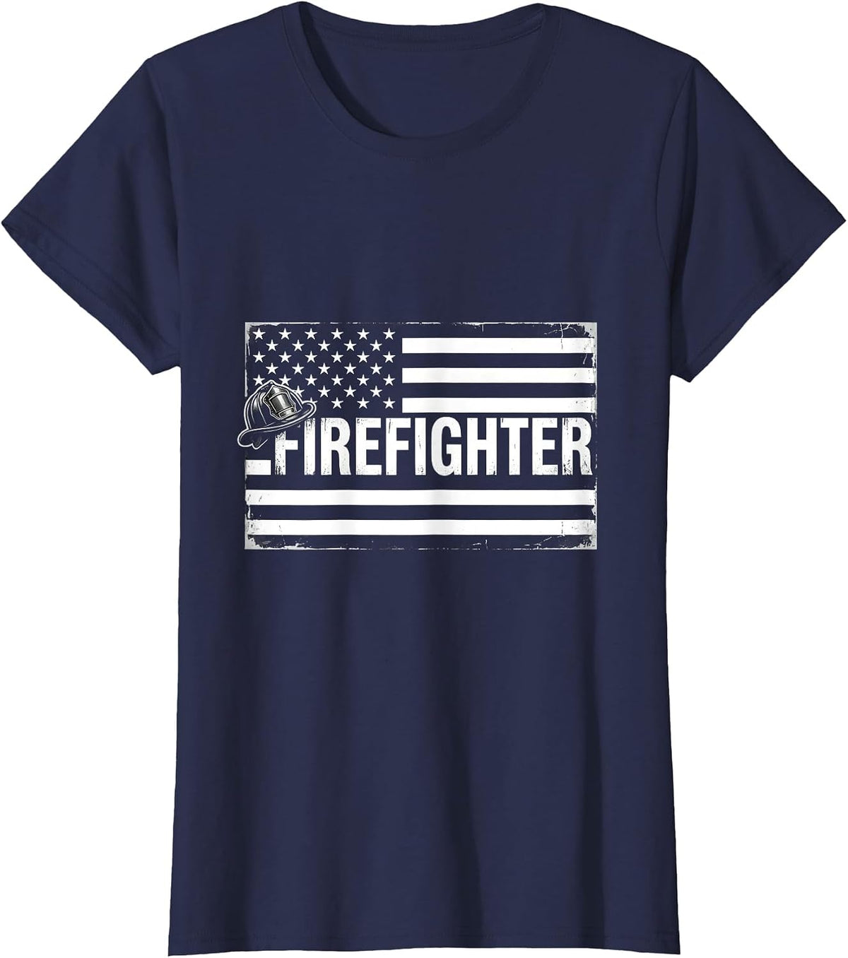 Women's Firefighter Thin Red Line Flag Occupational Pride Gift T-Shirt - Navy Blue