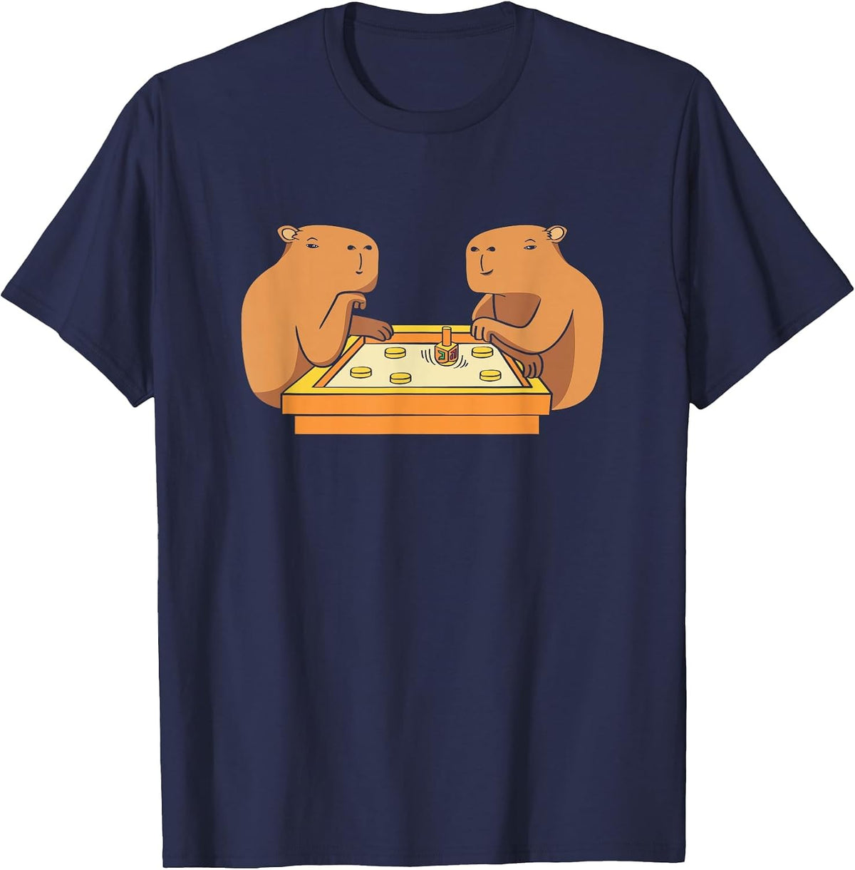 Hannukah Dreidel Game Capybara Hanukkah T-Shirt - Navy Blue
