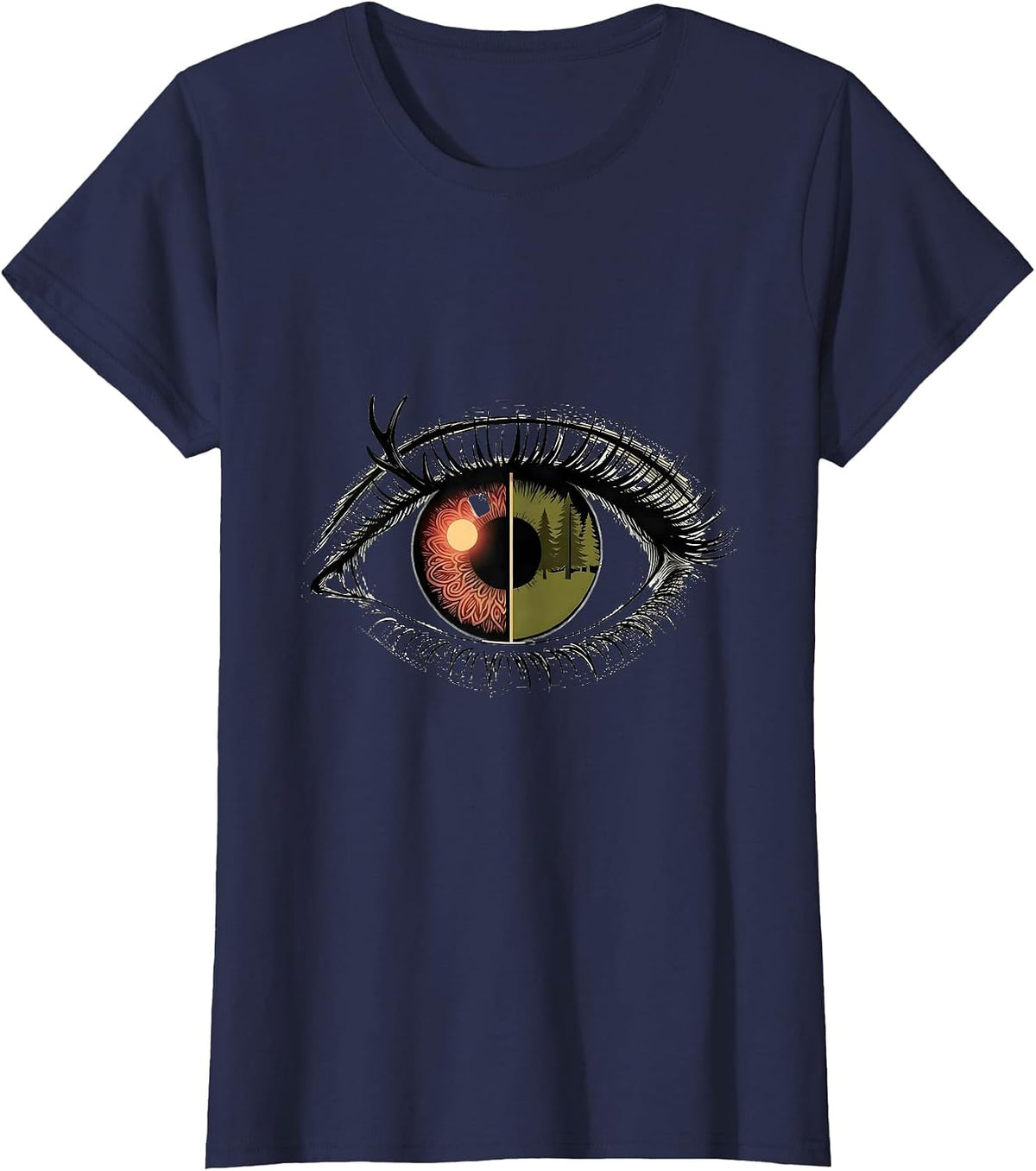 Women's Eye Seam Deer Hunting Christmas Camo Novelty T-Shirt - Navy Blue