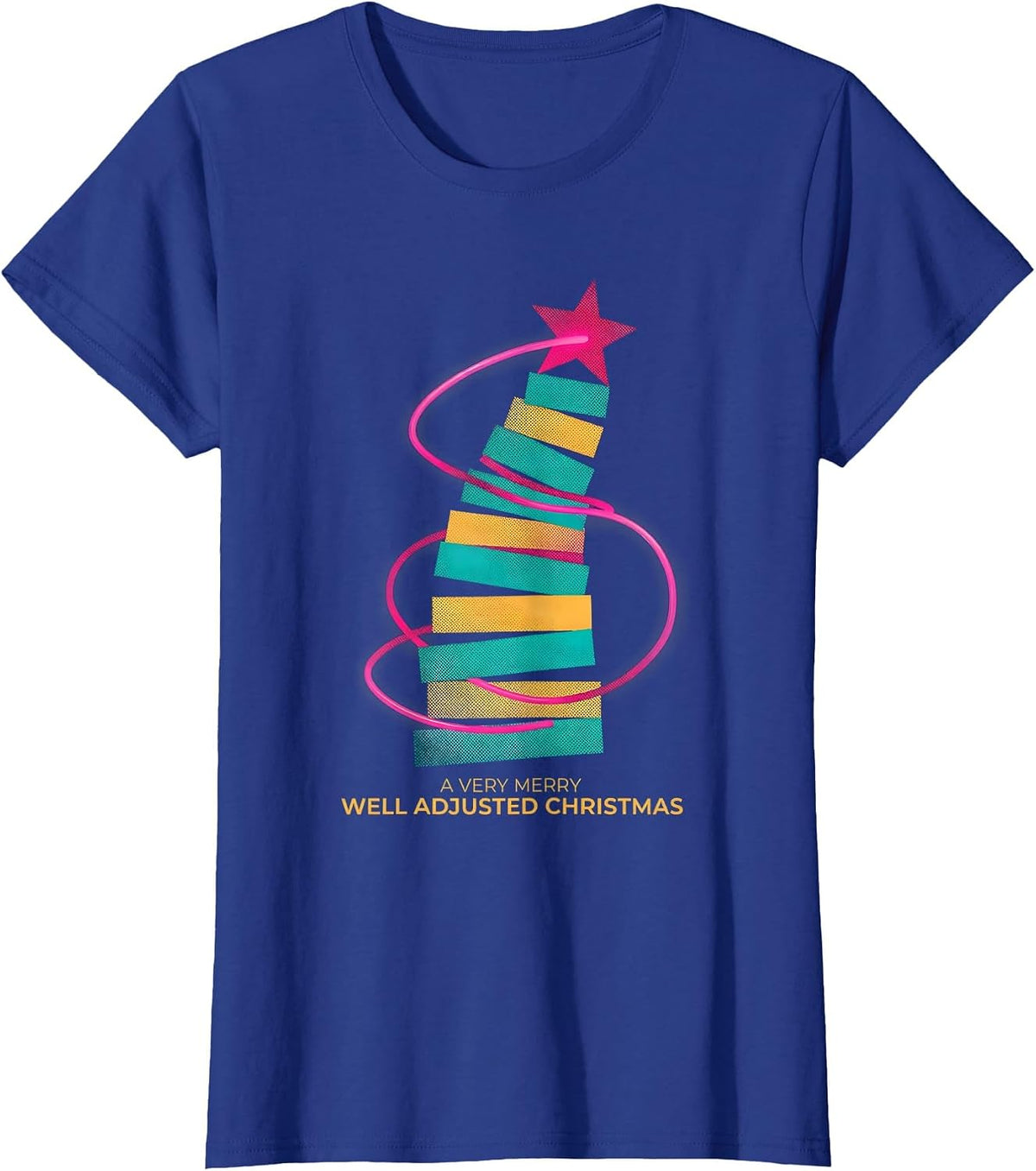 Women's A Very Merry, Well Adjusted Christmas Funny Chiropractor T-Shirt - Royal Blue