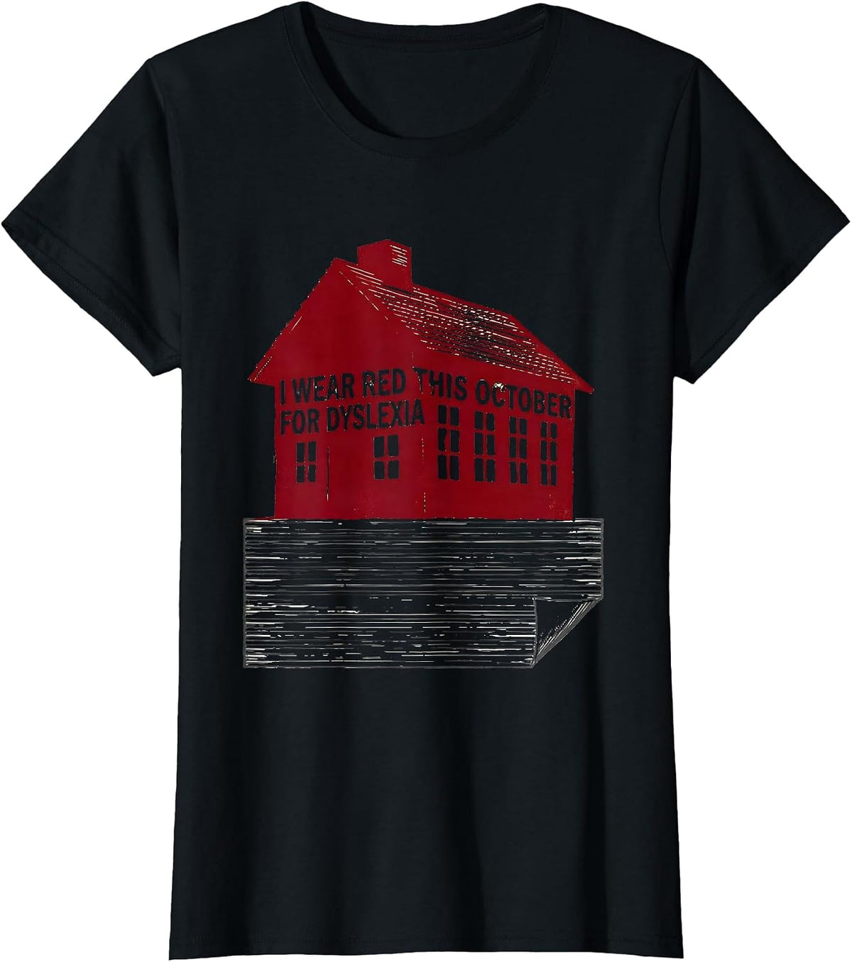 Women's I Wear Red This October for Dyslexia Teacher Dyslexia T-Shirt - Black