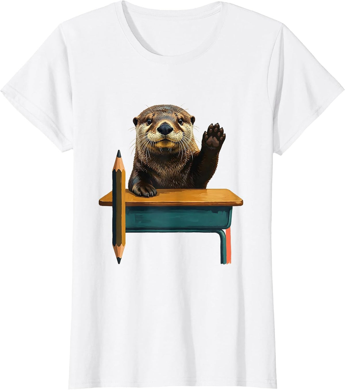 Sea Otter Teacher Back To School Classroom Desk T-Shirt - White