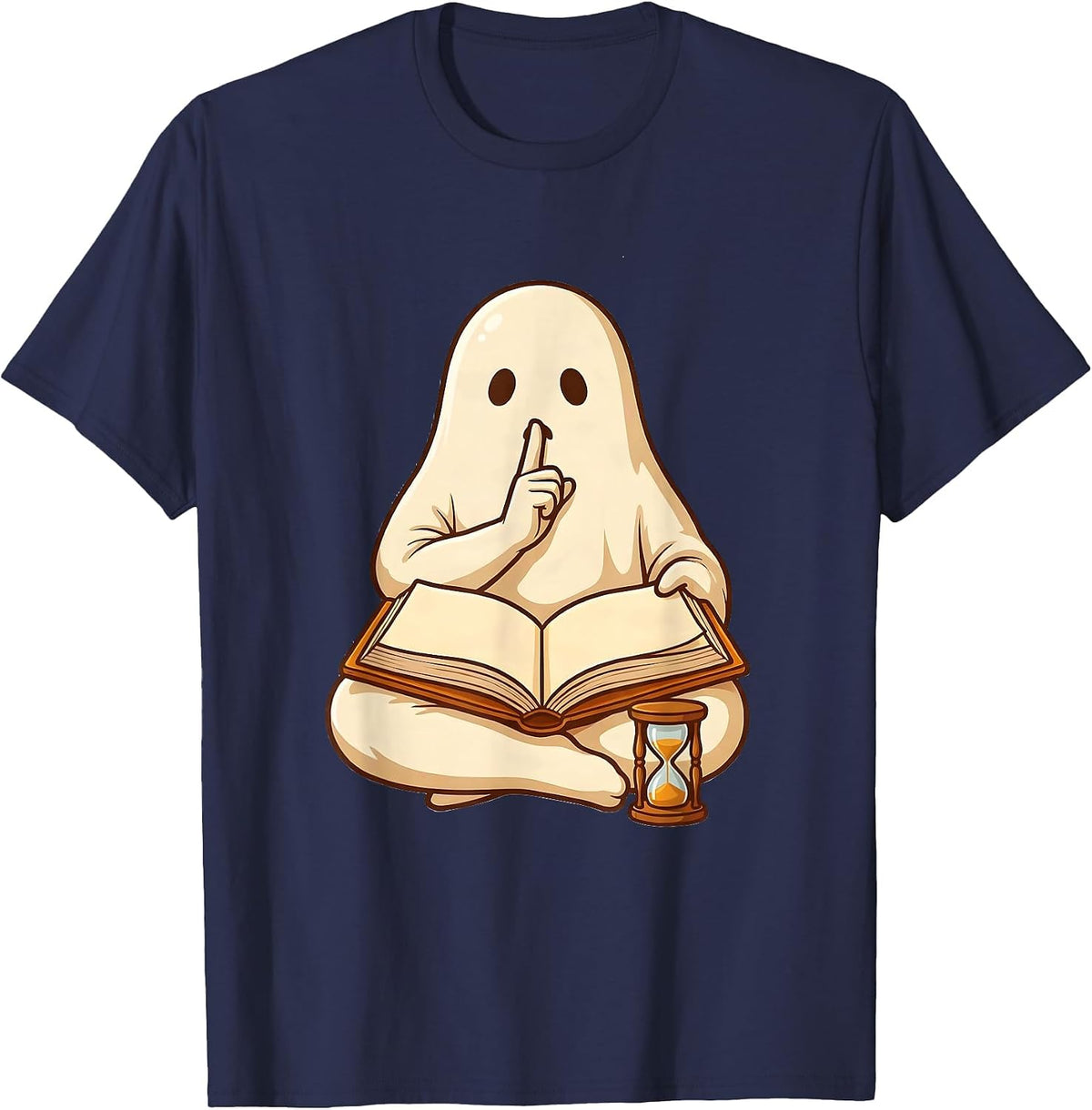 Rounded Ghost Para Normal Activities SPED Teacher Halloween T-Shirt - Navy Blue