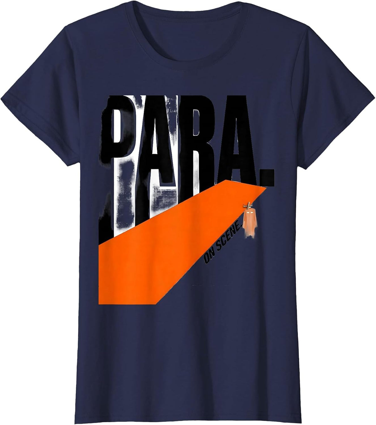 Women's Para On Scene Brutalist Graphic Halloween Para Teacher Gift T-Shirt - Navy Blue