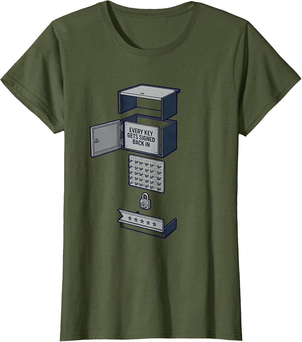 Women's Every Key Gets Signed Back In Funny First Responder T-Shirt - Olive Green