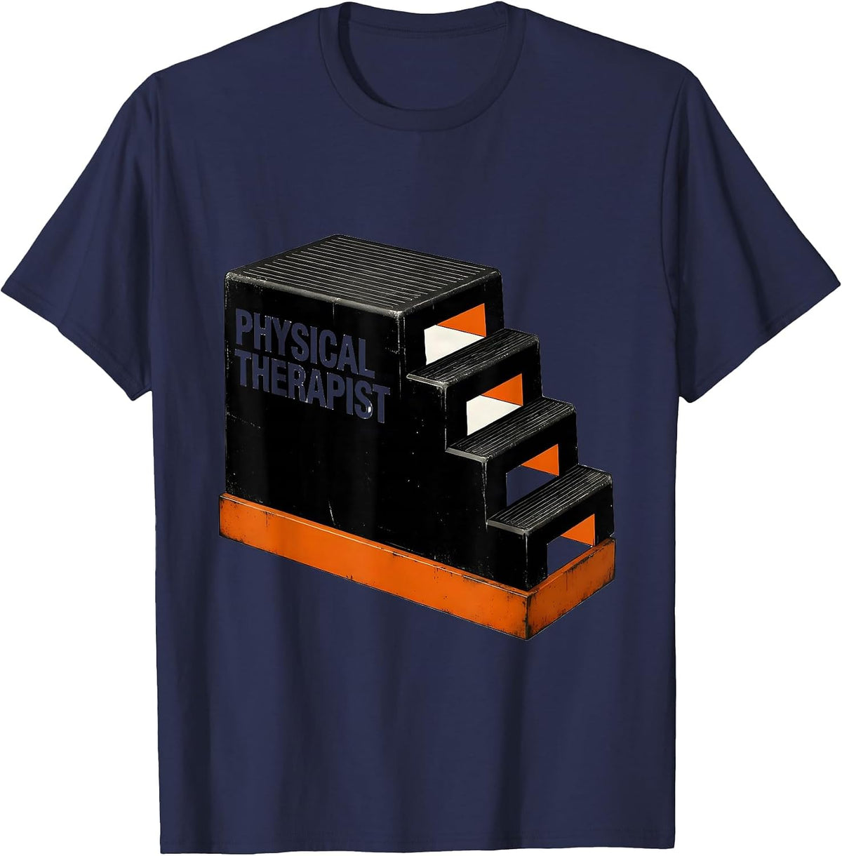 Physical Therapist Brutalist Graphic Occupational Therapy PT T-Shirt - Navy Blue