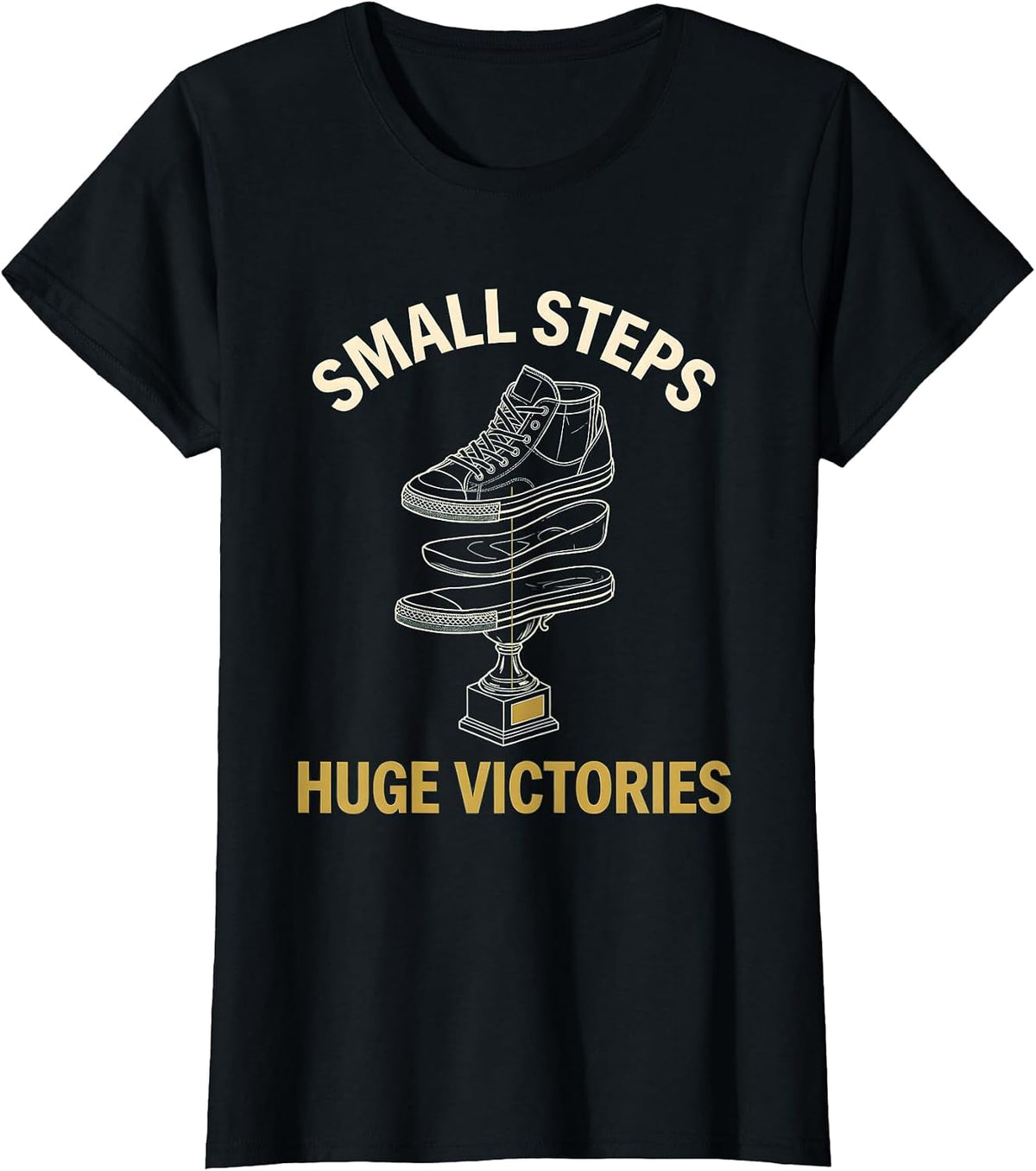 Women's Small Steps Huge Victories Sped Teacher Design T-Shirt - Black