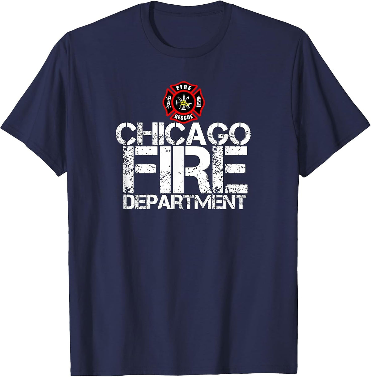Chicago Fire Department Tshirt Firehouse Tee Shirt T-Shirt - Navy Blue