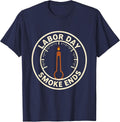 Labor Day Smoke Ends Bold Funny BBQ Cookout Dad T-Shirt - Navy Blue