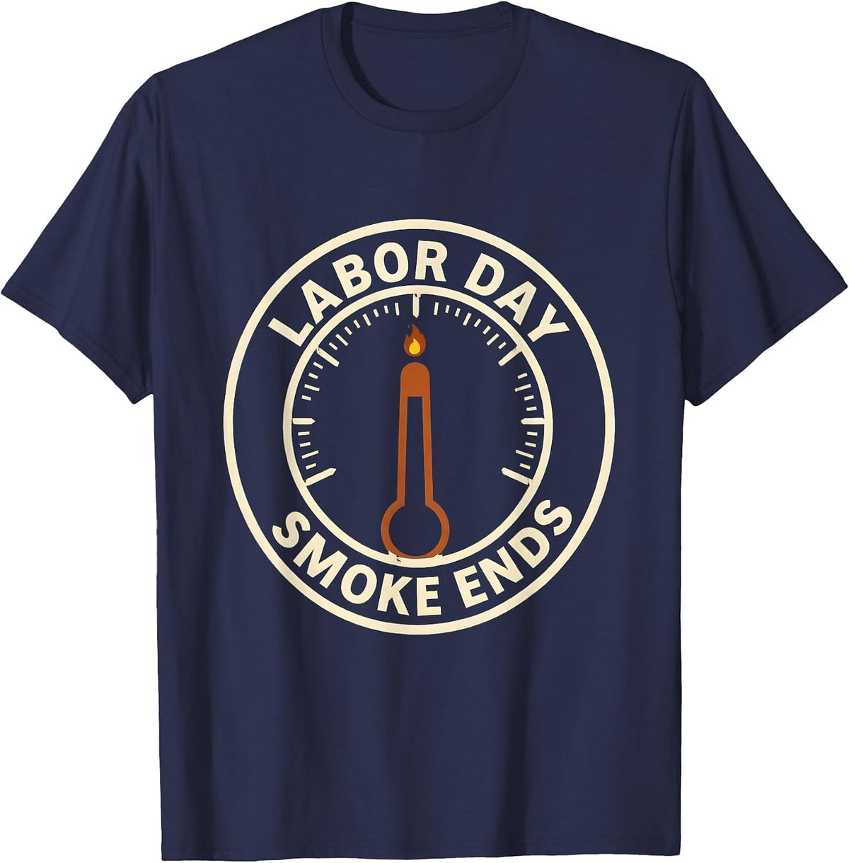 Labor Day Smoke Ends Bold Funny BBQ Cookout Dad T-Shirt - Navy Blue