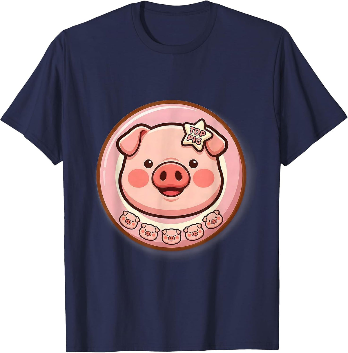 Top Pig Cute Kawaii Pig Lover Halloween Costume Humor T-Shirt - Navy Blue