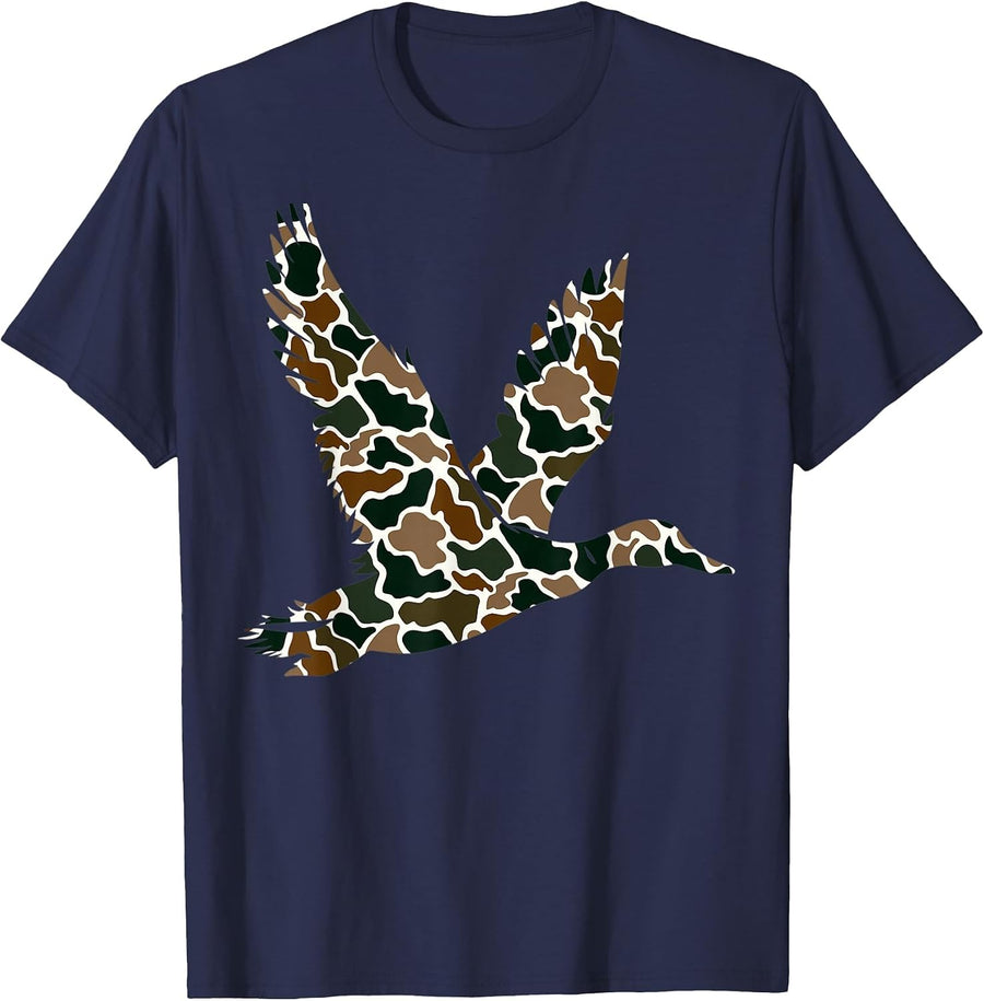 Old School Camouflage Hunters T-Shirt - Navy Blue