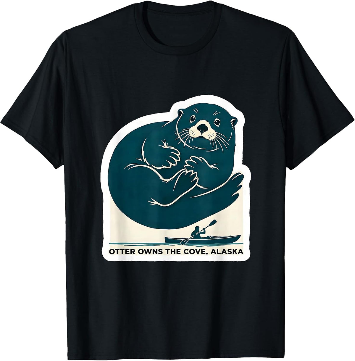Men's Otter Owns The Cove Alaska Wildlife Travel State Pride T-Shirt - Black