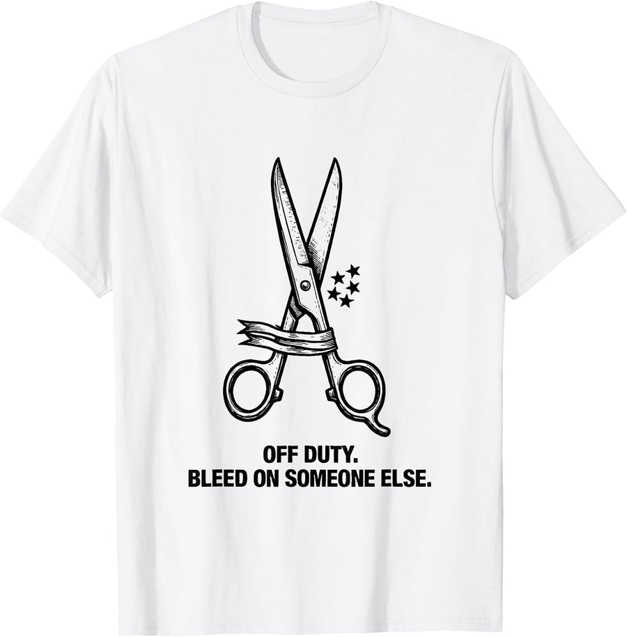 Men's Off Duty Bleed On Someone Else Funny First Responder T-Shirt - White