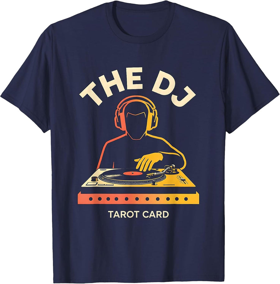 The DJ Tarot Card Gothic Occult Novelty Gift for Music T-Shirt - Navy Blue