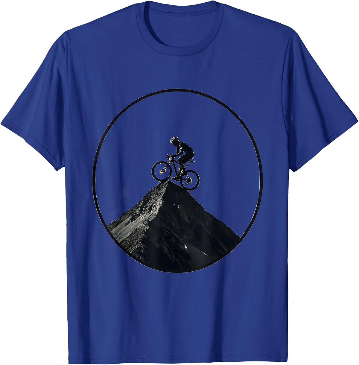 Men's Cyclist Conquering Mountain Summit Graphic T-Shirt - Royal Blue