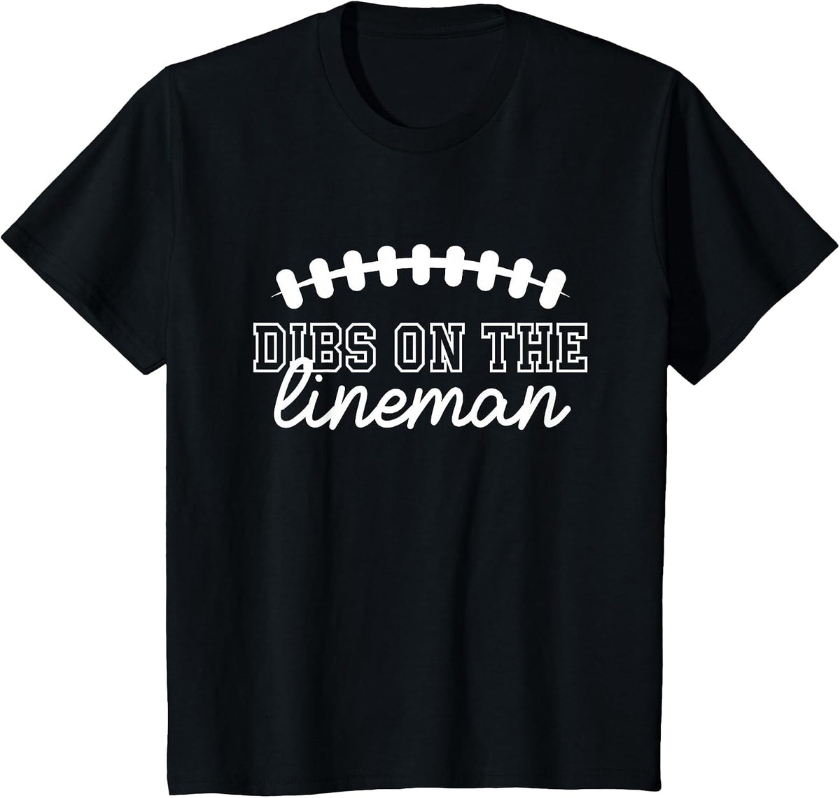 Lineman Cute Football Shirt for Women Dibs On The Lineman T-Shirt - Black