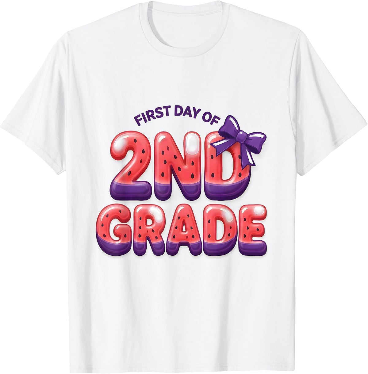 First Day Of 2nd Grade Cute Girly Coquette Bow Back T-Shirt - White