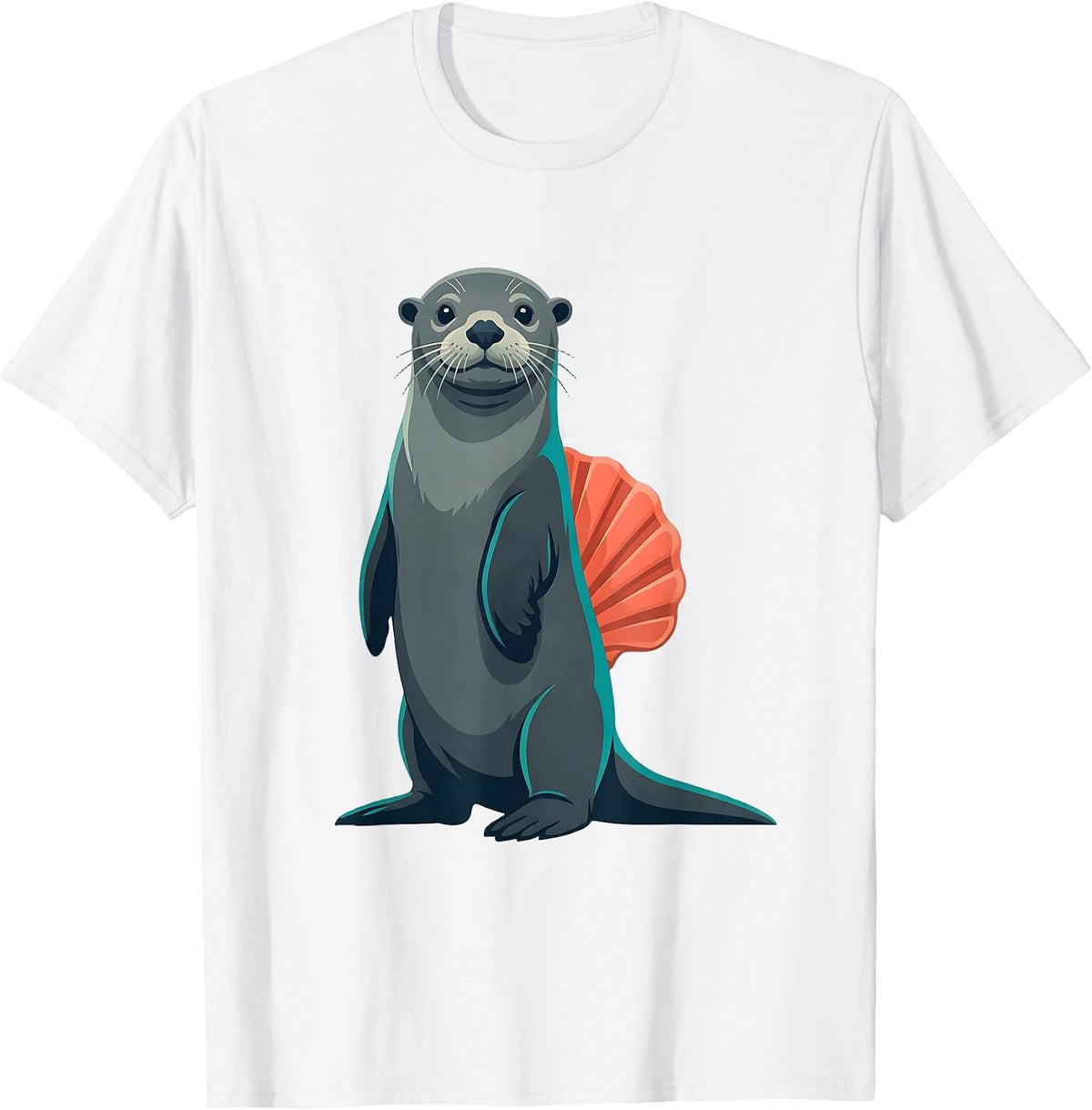 Sea Otter Flat Vector Funny Otter Lover Humor T-Shirt - White