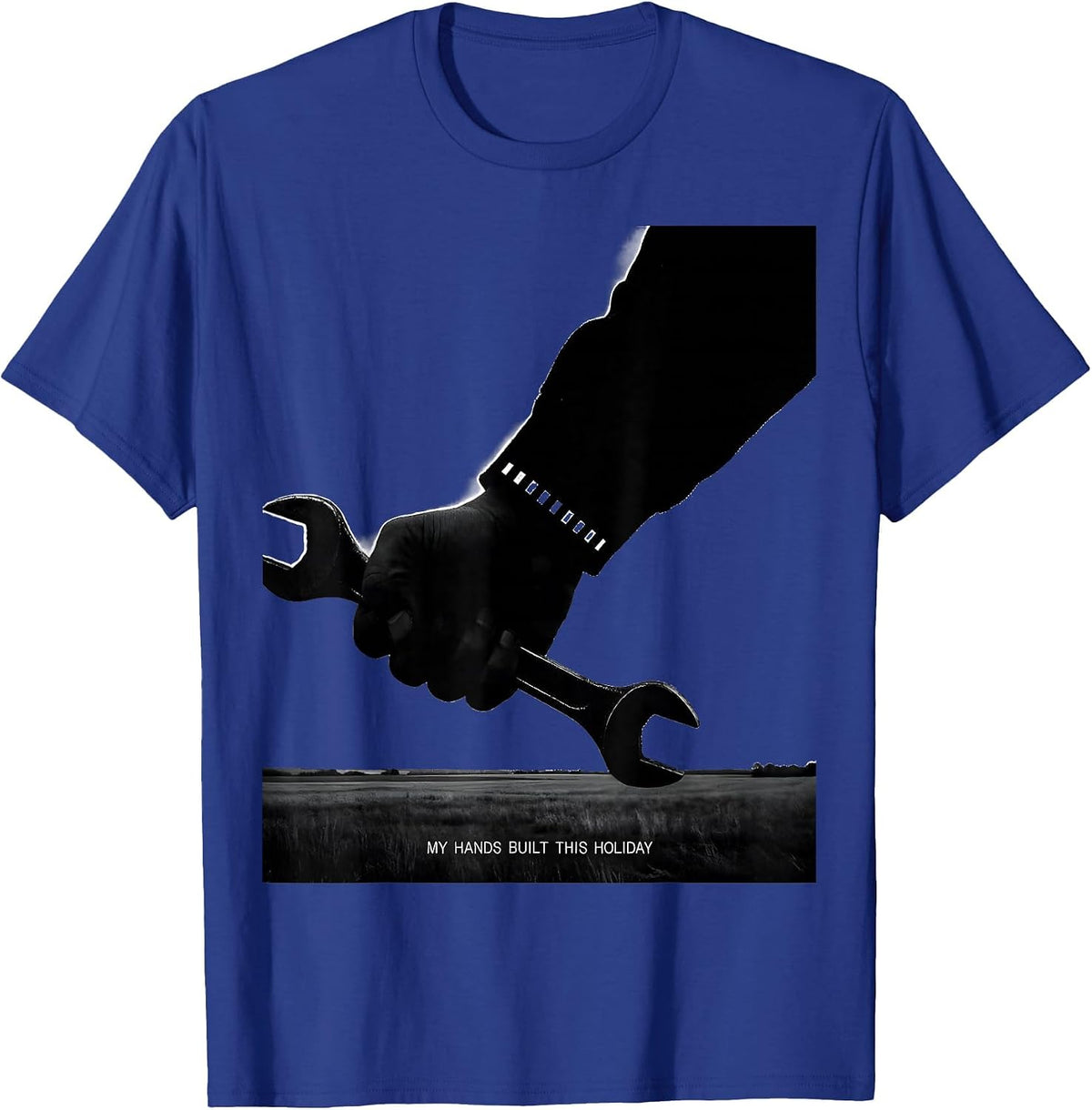 Men's My Hands Built This Holiday Patriotic Labor Day Skilled T-Shirt - Royal Blue