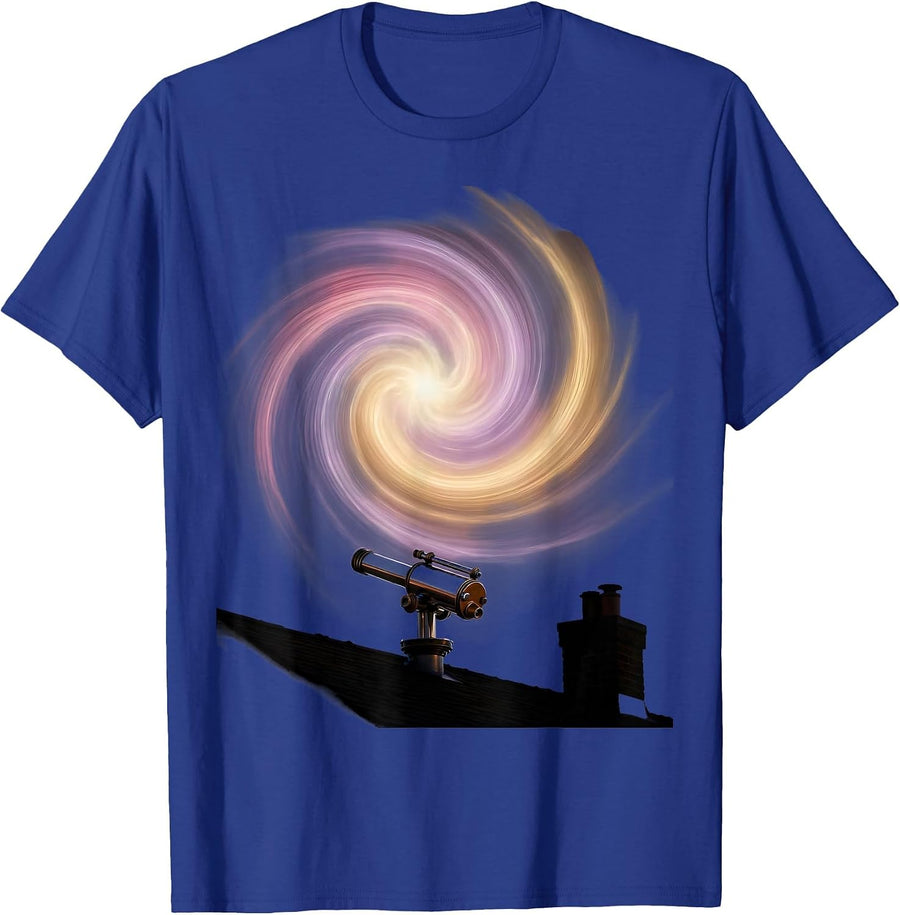 Autism Awareness Rooftop Stargazing Nebula Design T-Shirt - Royal Blue