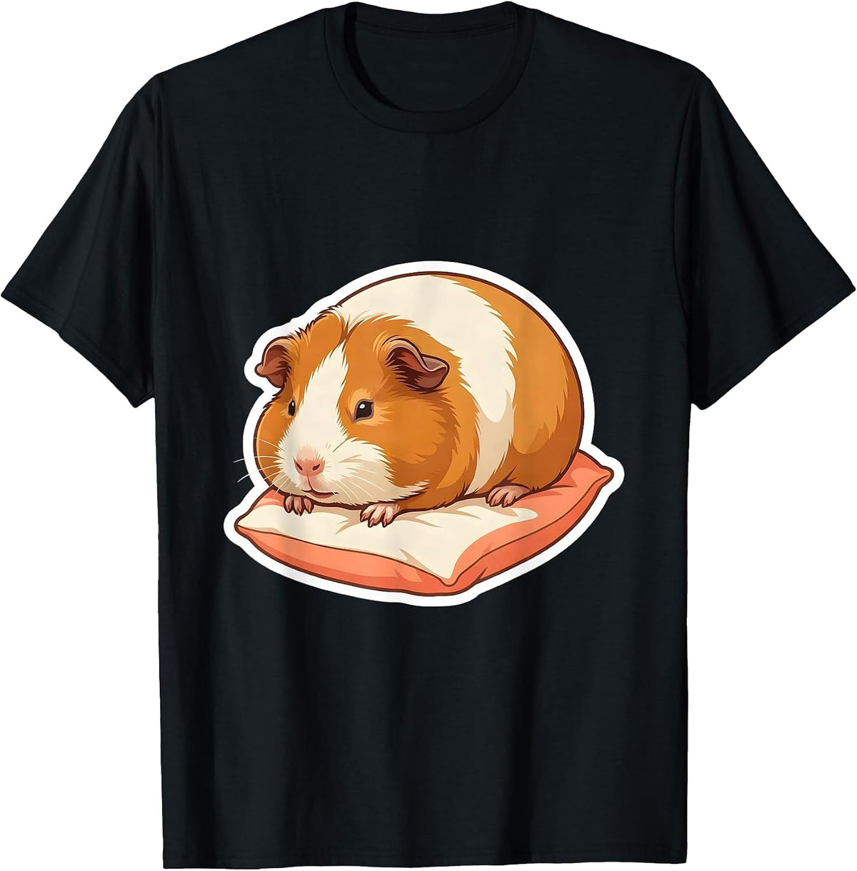 Men's Sleeping Guinea Pig Cute Animal Lover Pajama Humor T-Shirt - Black