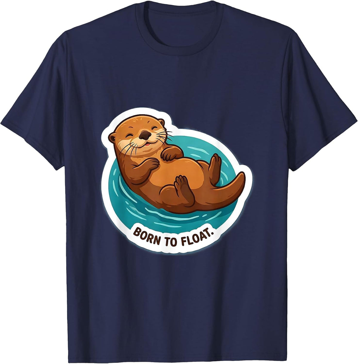 Men's Born to Float Sea Otter Nature Design T-Shirt - Navy Blue