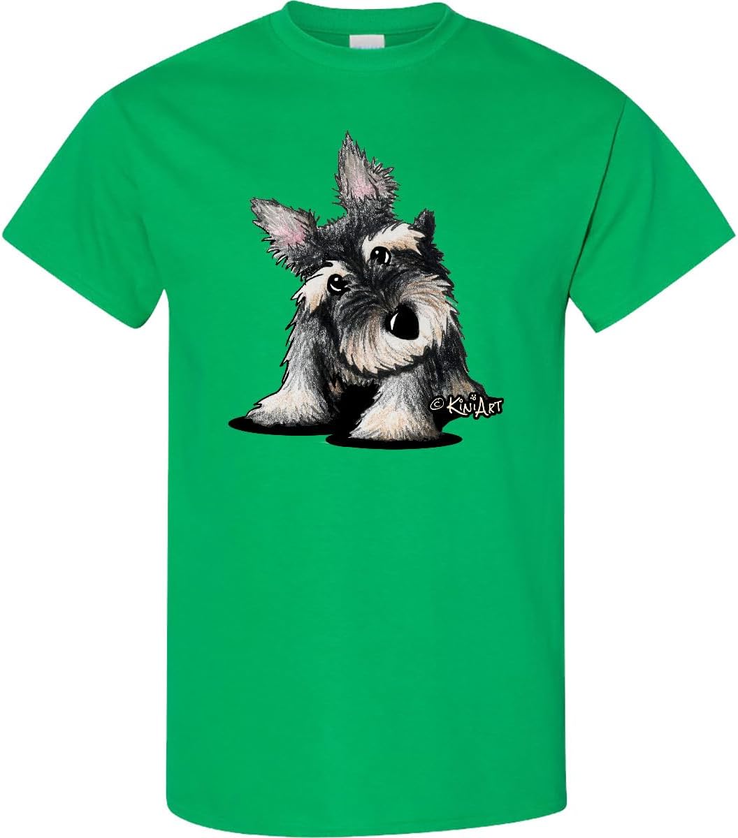 inktastic Curious Schnauzer Adult T-Shirt - KiniArt - Kelly Green
