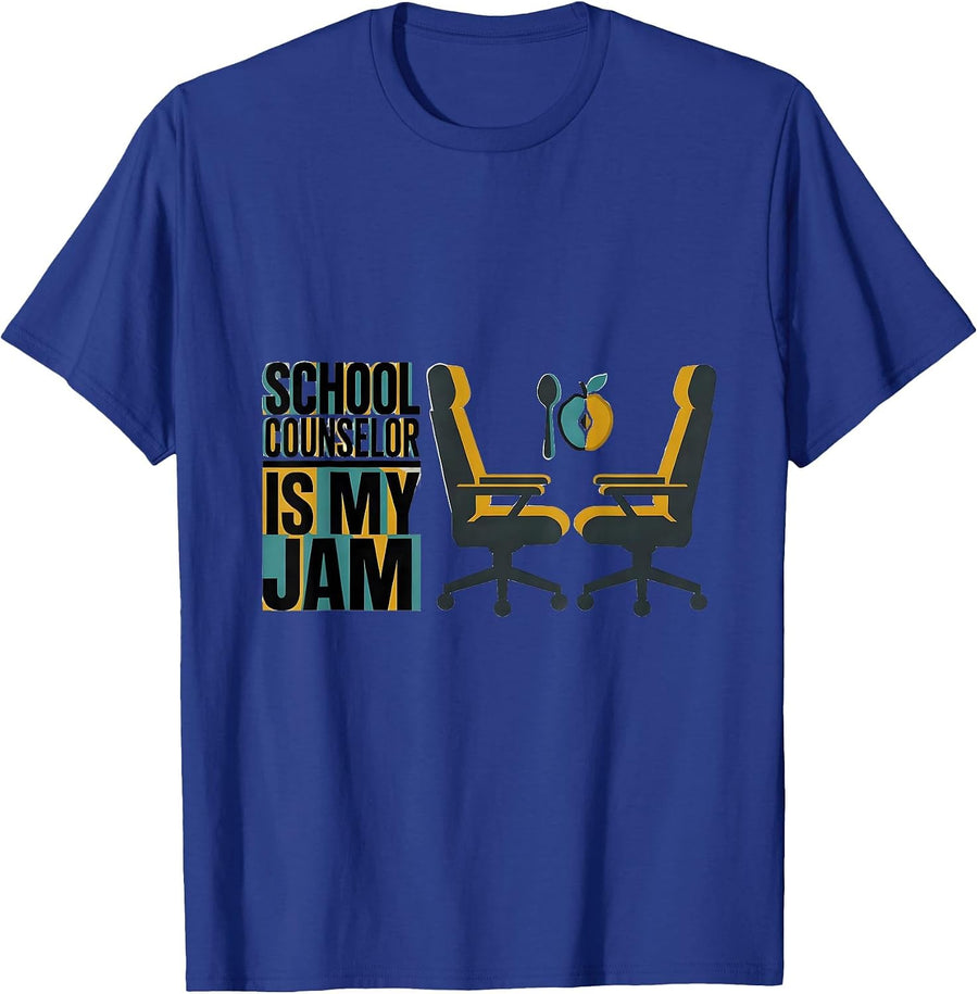 School Counselor Is My Jam Midcentury Modern Counseling T-Shirt - Royal Blue