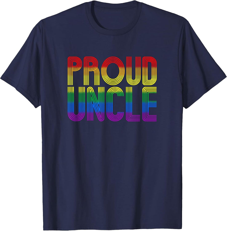Proud Uncle Pride Month LGBTQ Matching Family T-Shirt - Navy Blue