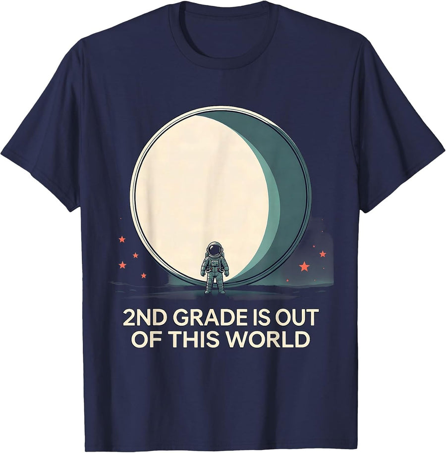 2nd Grade Is Out Of This World Space Back To School First T-Shirt - Navy Blue