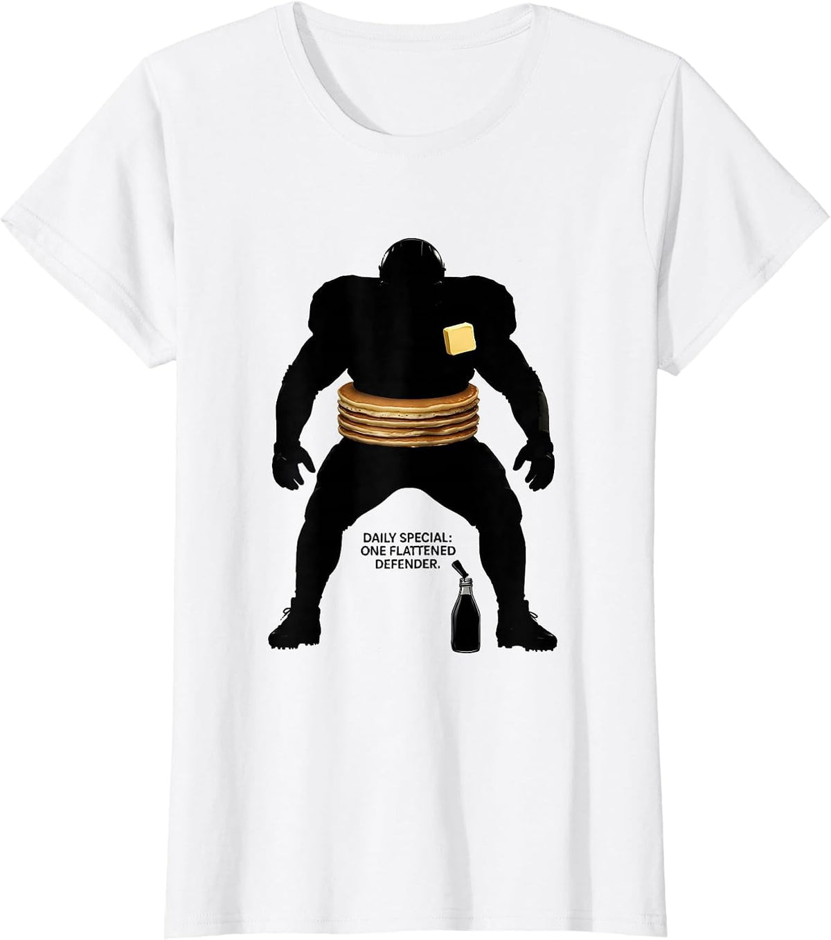 Daily Special One Flattened Defender Funny Football Lineman T-Shirt - White