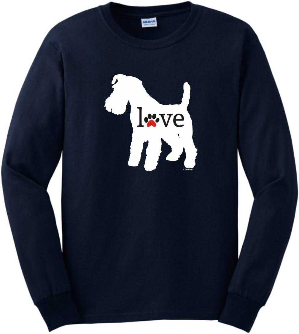 Schnauzer Love Dog Paw Prints Long Sleeve T-Shirt - Navy