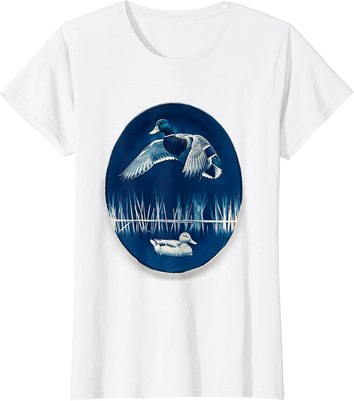 Duck Hunting Camo Marsh Mallard Silhouette Humor T-Shirt - White
