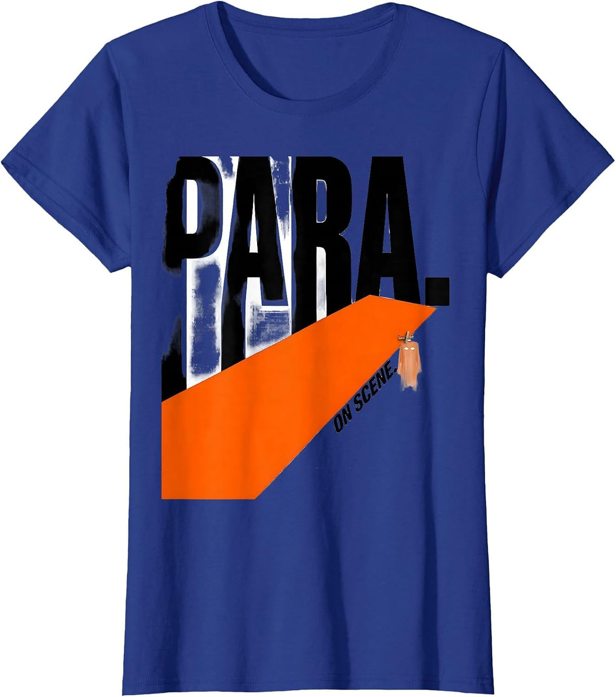 Women's Para On Scene Brutalist Graphic Halloween Para Teacher Gift T-Shirt - Royal Blue