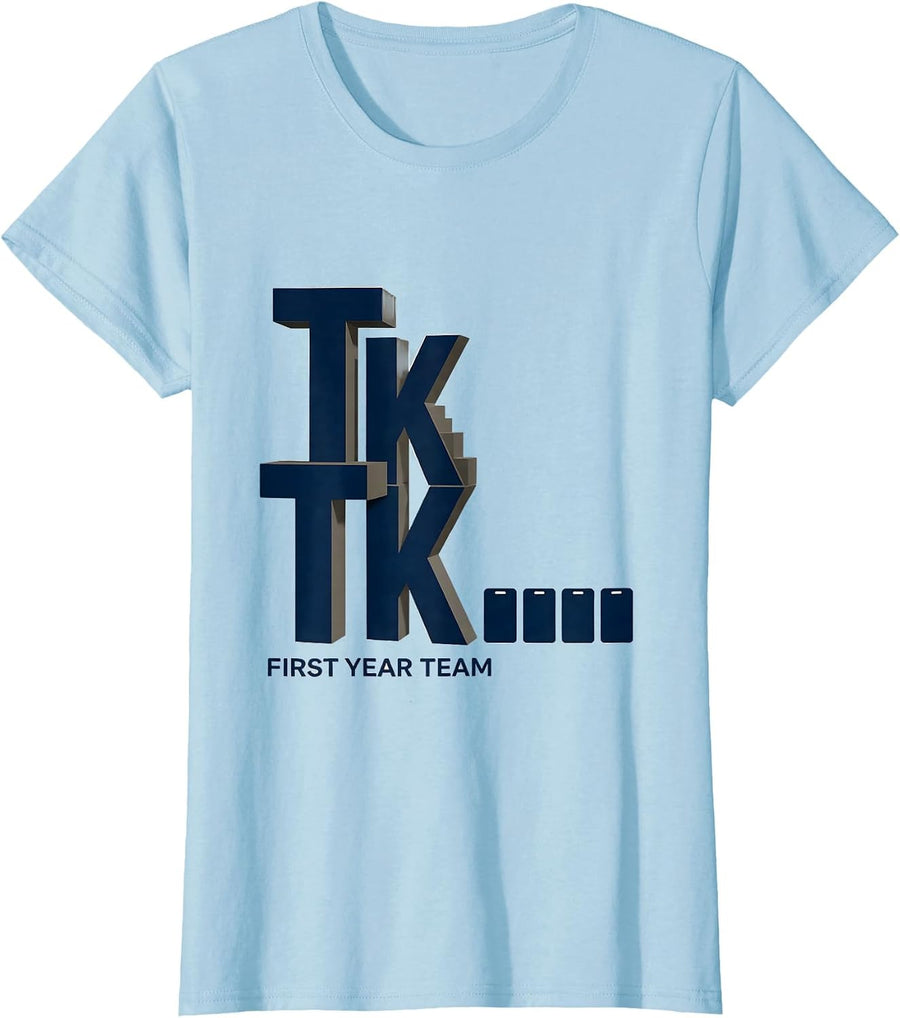 Women's First Year Team Cheerful TK Teacher Squad Back To School T-Shirt - Baby Blue
