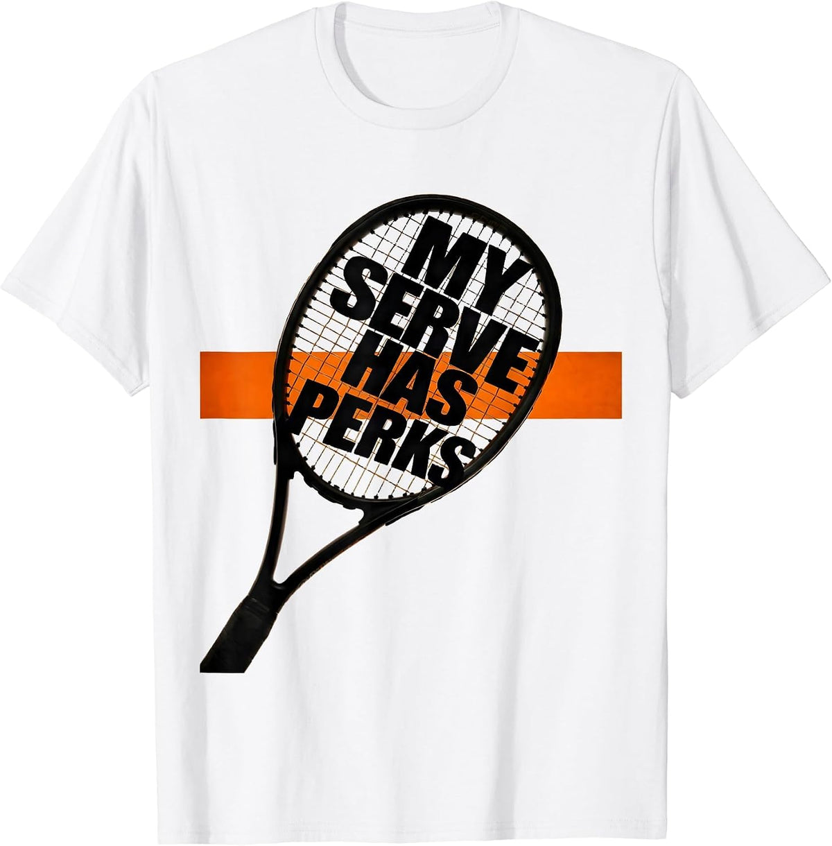 Men's My Serve Has Perks Brutalist Tennis Player Humor T-Shirt - White