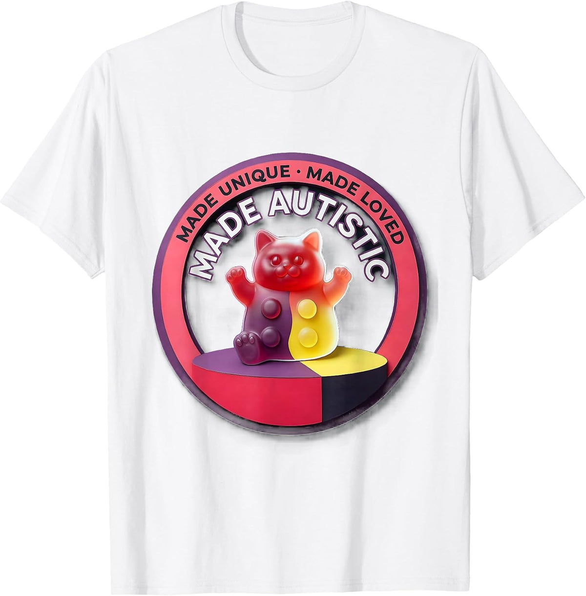 Men's Made Unique, Made Loved, Made Autistic Funny Autism T-Shirt - White