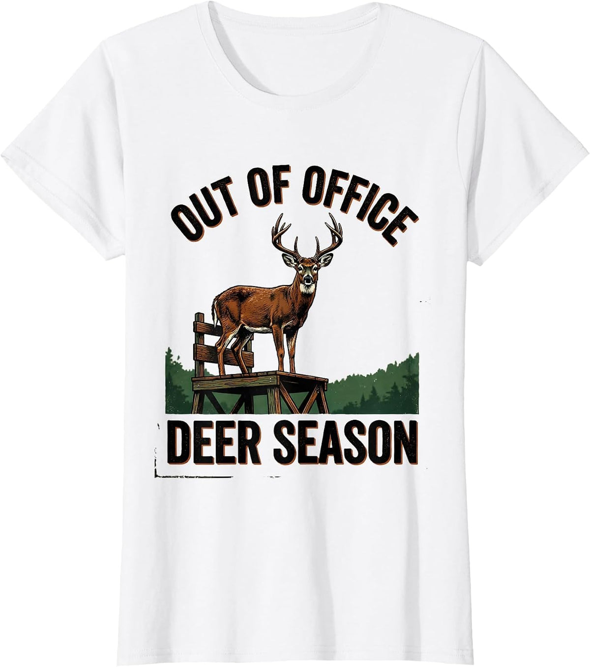 Out Of Office Deer Season Vintage Funny Hunting Dad Gift T-Shirt - White