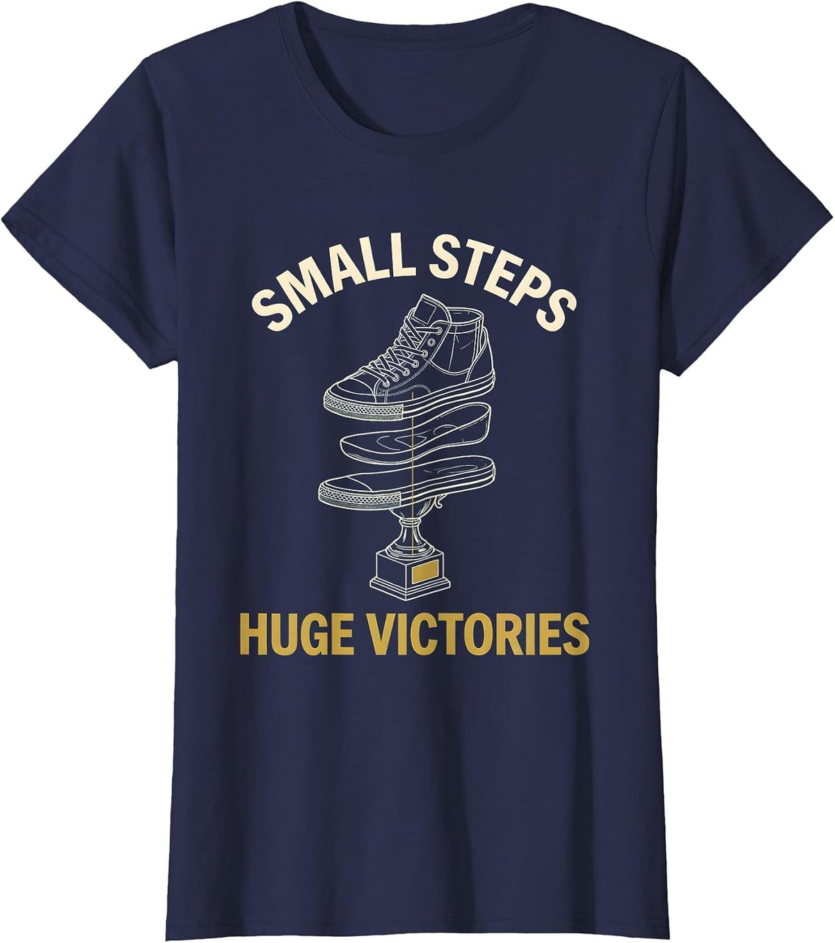 Women's Small Steps Huge Victories Sped Teacher Design T-Shirt - Navy Blue
