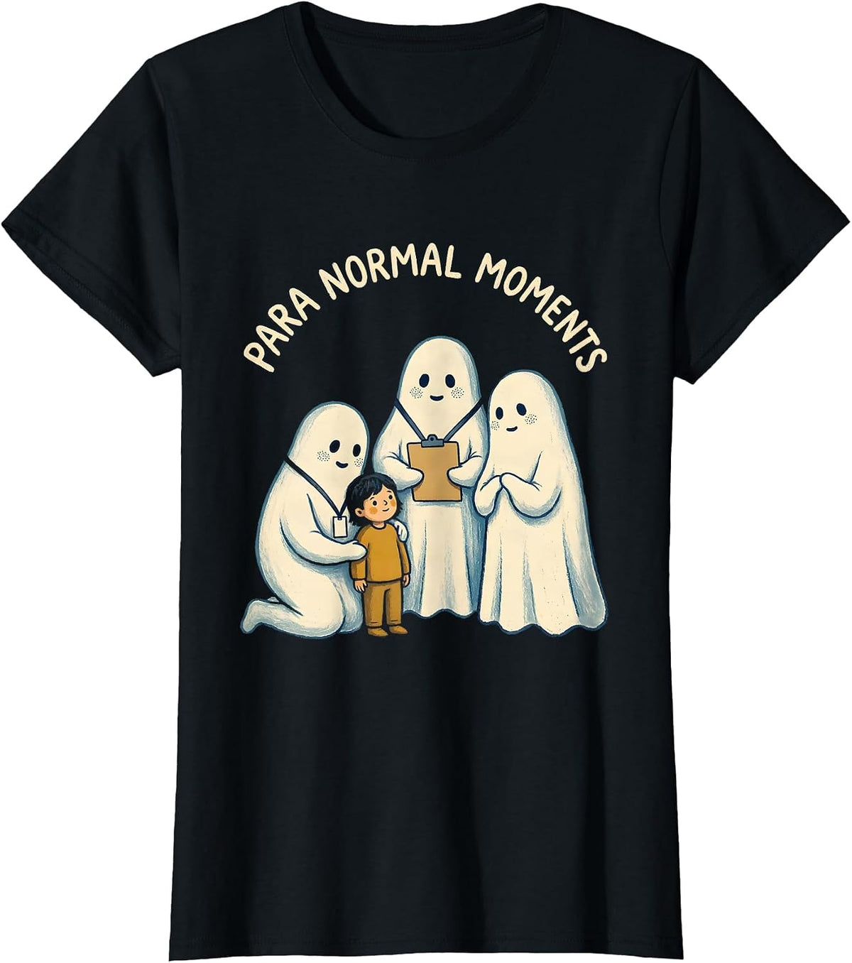 Women's Para Normal Moments Storybook Ghost Paraeducator Halloween T-Shirt - Black
