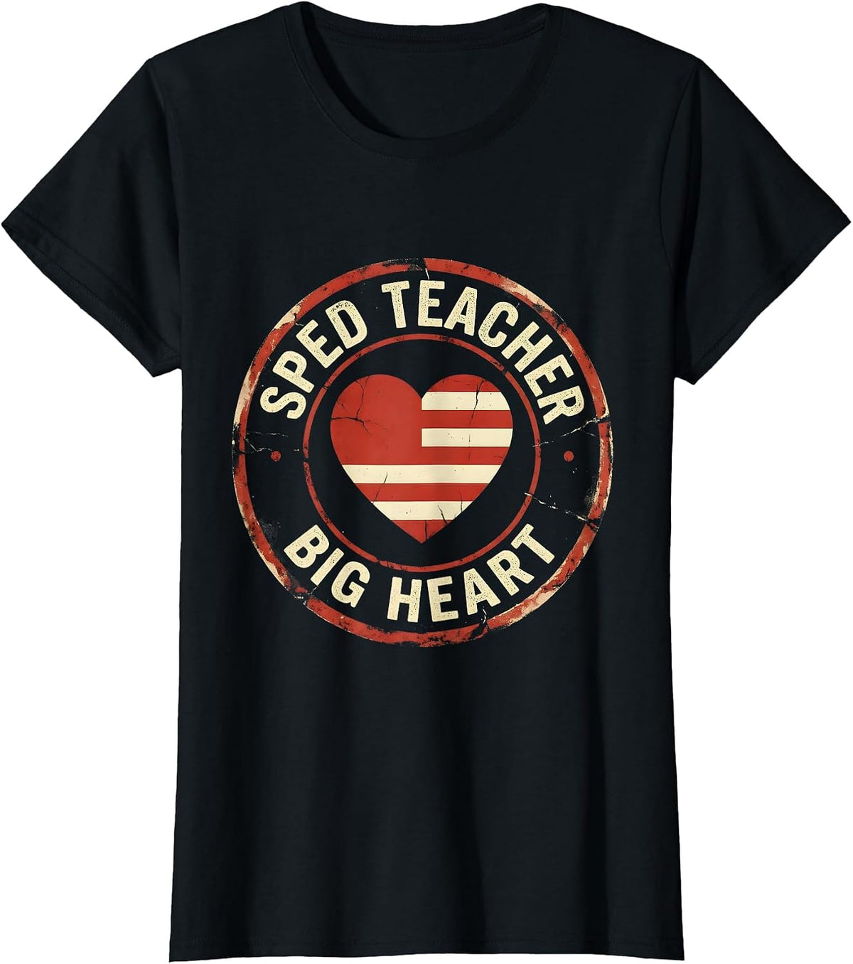 Sped Teacher Big Heart Special Education Design T-Shirt - Black