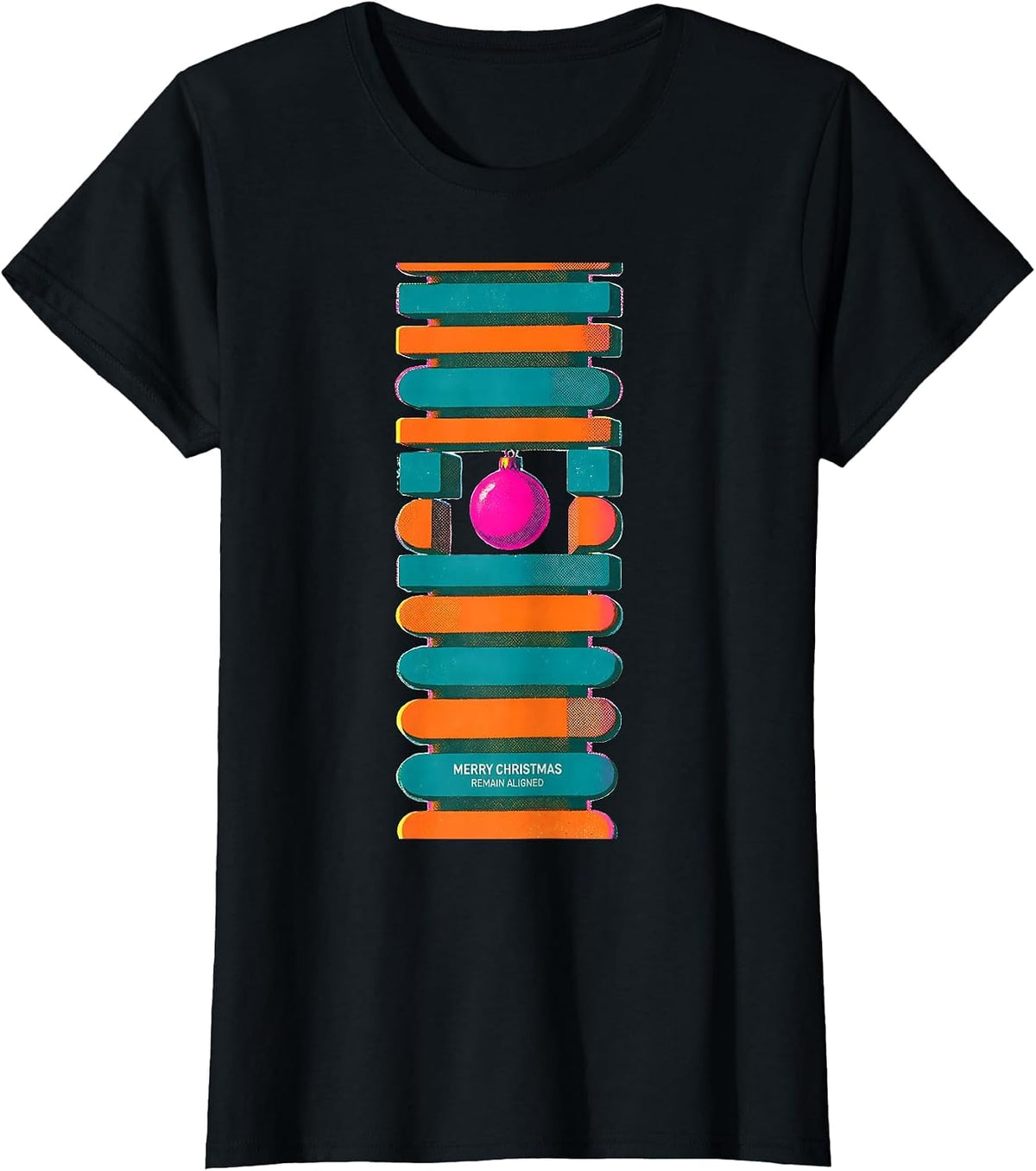 Women's Merry Christmas, Remain Aligned Funny Chiropractor Christmas T-Shirt - Black
