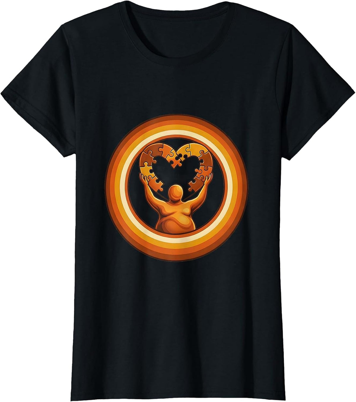 SPED Teacher Puzzle Heart Illustration Gift T-Shirt - Black