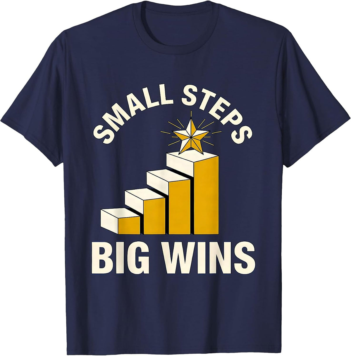 Men's Small Steps Big Wins Special Education Design T-Shirt - Navy Blue