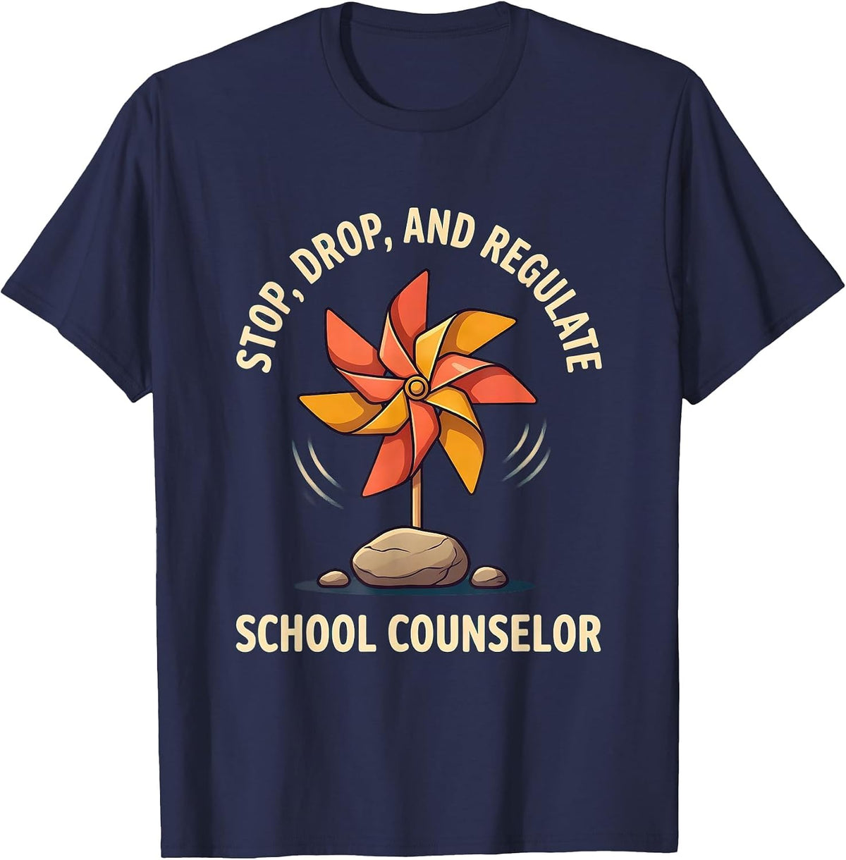 Men's Stop Drop And Regulate School Counselor T-Shirt - Navy Blue