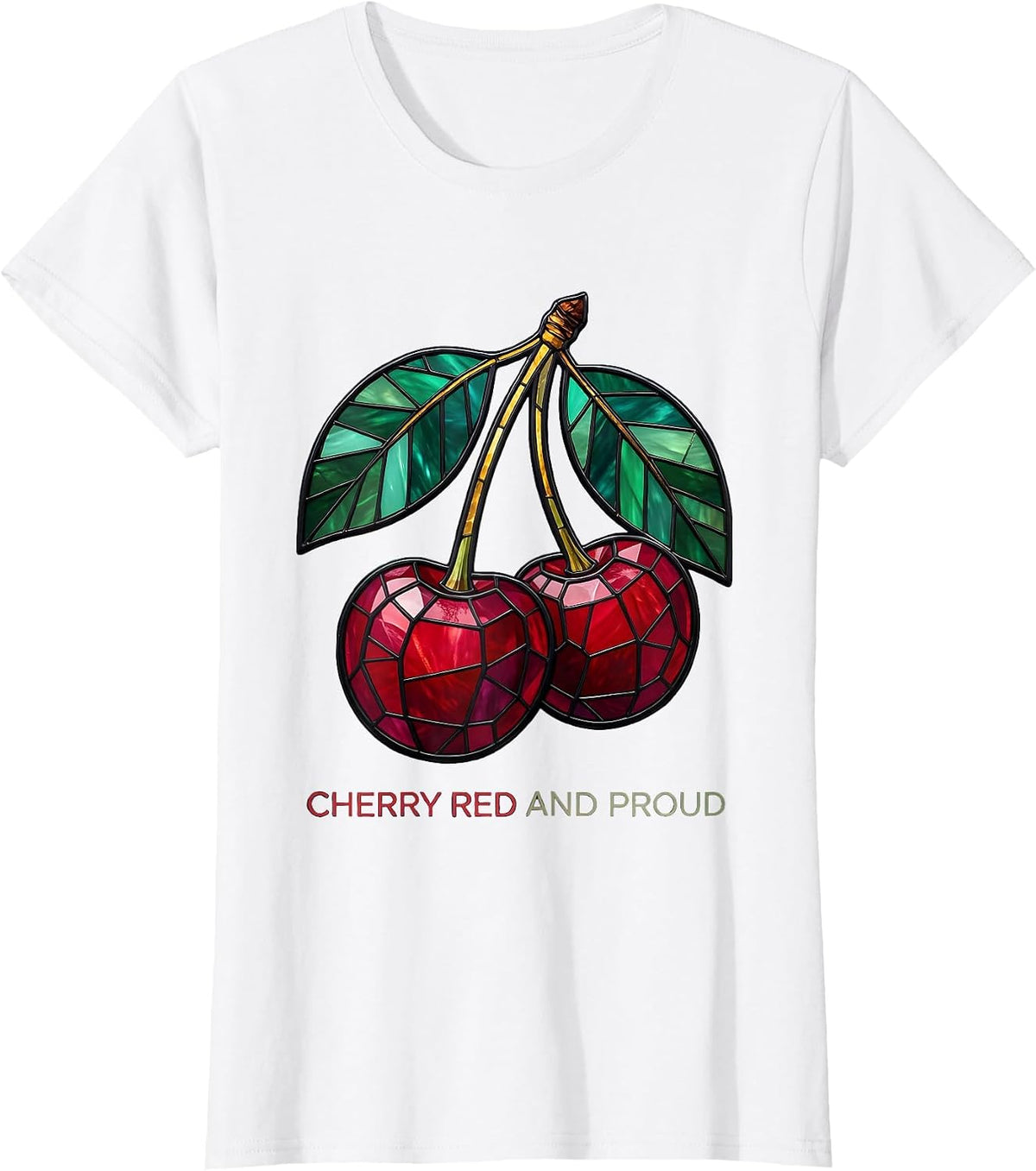 Cherry Red and Proud Bold Cherry Graphic Design T-Shirt - White